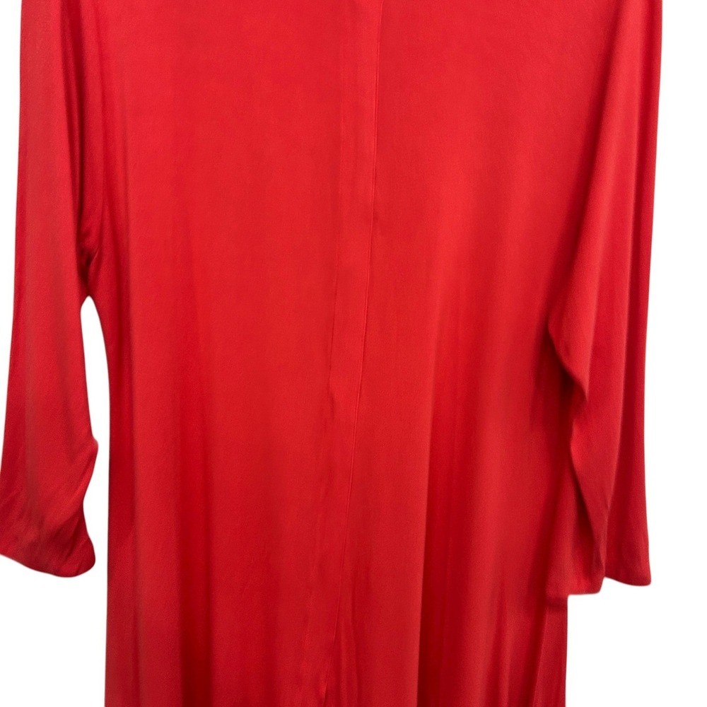 Soft Surroundings Red Shirt Dress Large Minimalist Costal Flowy Asymmetrical Hem - Picture 4 of 11